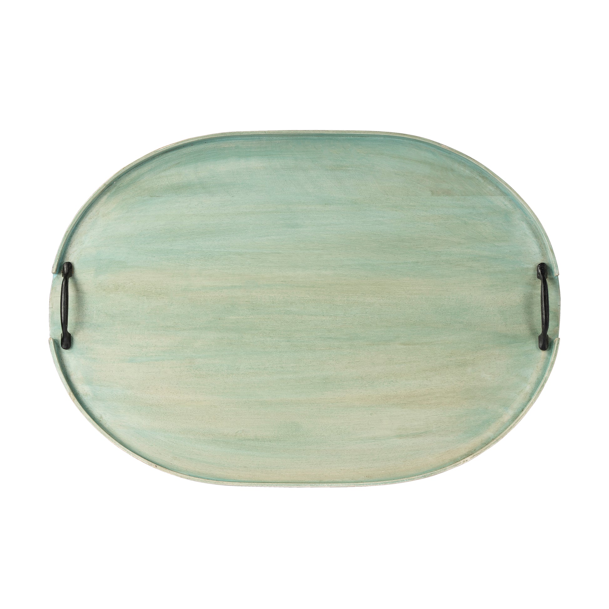 Butler Specialty Company Dubois 26.5 in. W Oval Solid Wood Serving Tray with Handles, Green