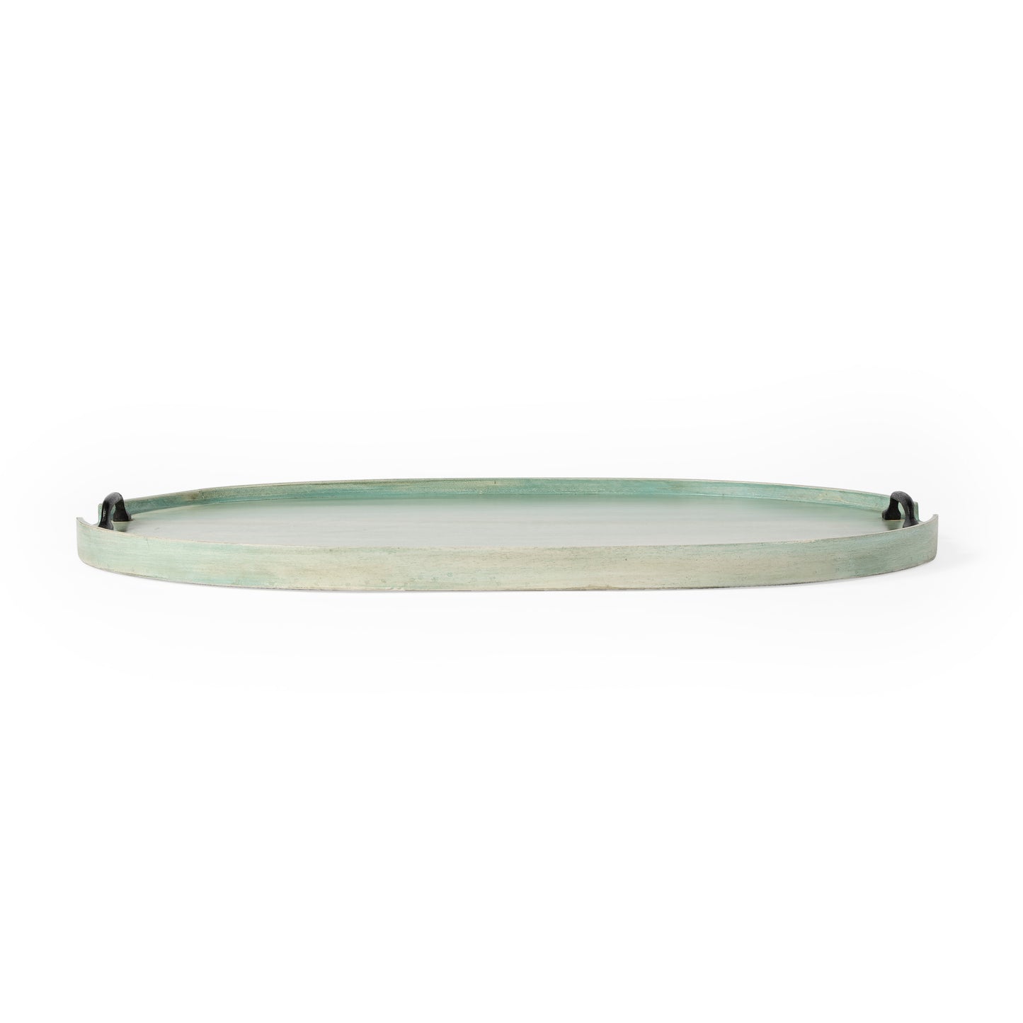 Butler Specialty Company Dubois 26.5 in. W Oval Solid Wood Serving Tray with Handles, Green