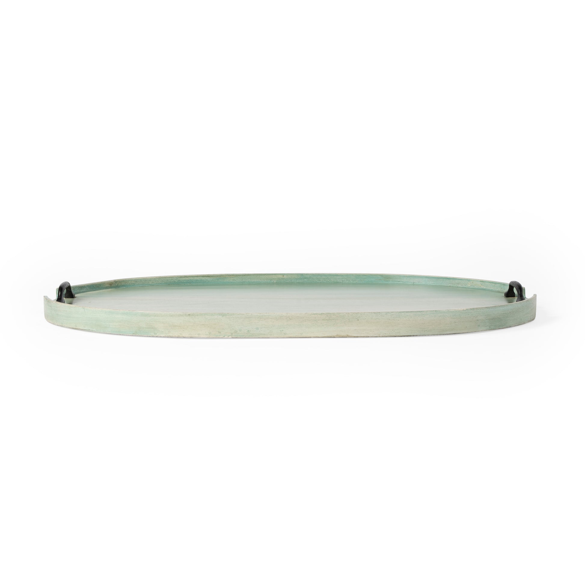 Butler Specialty Company Dubois 26.5 in. W Oval Solid Wood Serving Tray with Handles, Green