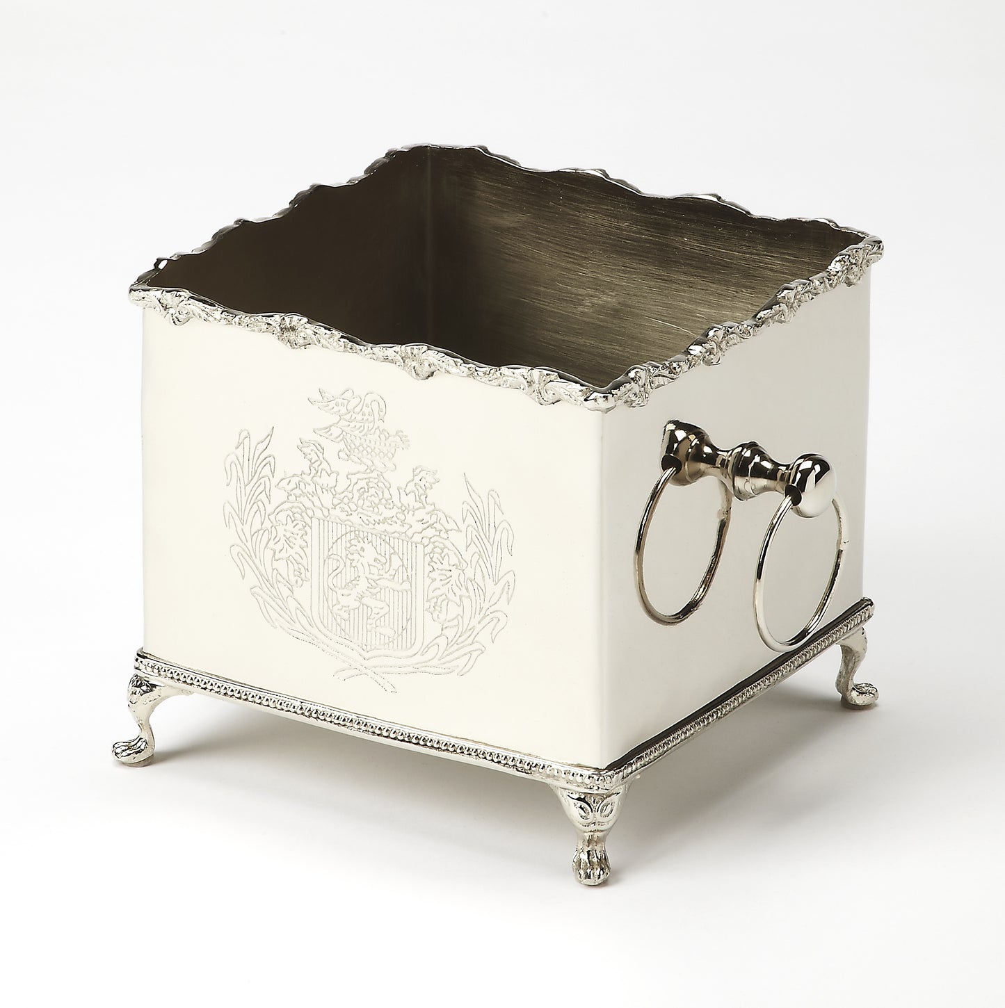 Butler Specialty Company Cascio 6.5 in. W x 6 in. H Square Metal Planter, Silver
