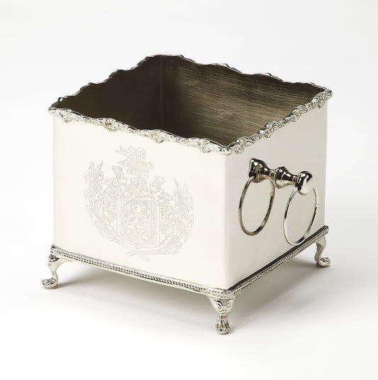 Butler Specialty Company Cascio 6.5 in. W x 6 in. H Square Metal Planter, Silver