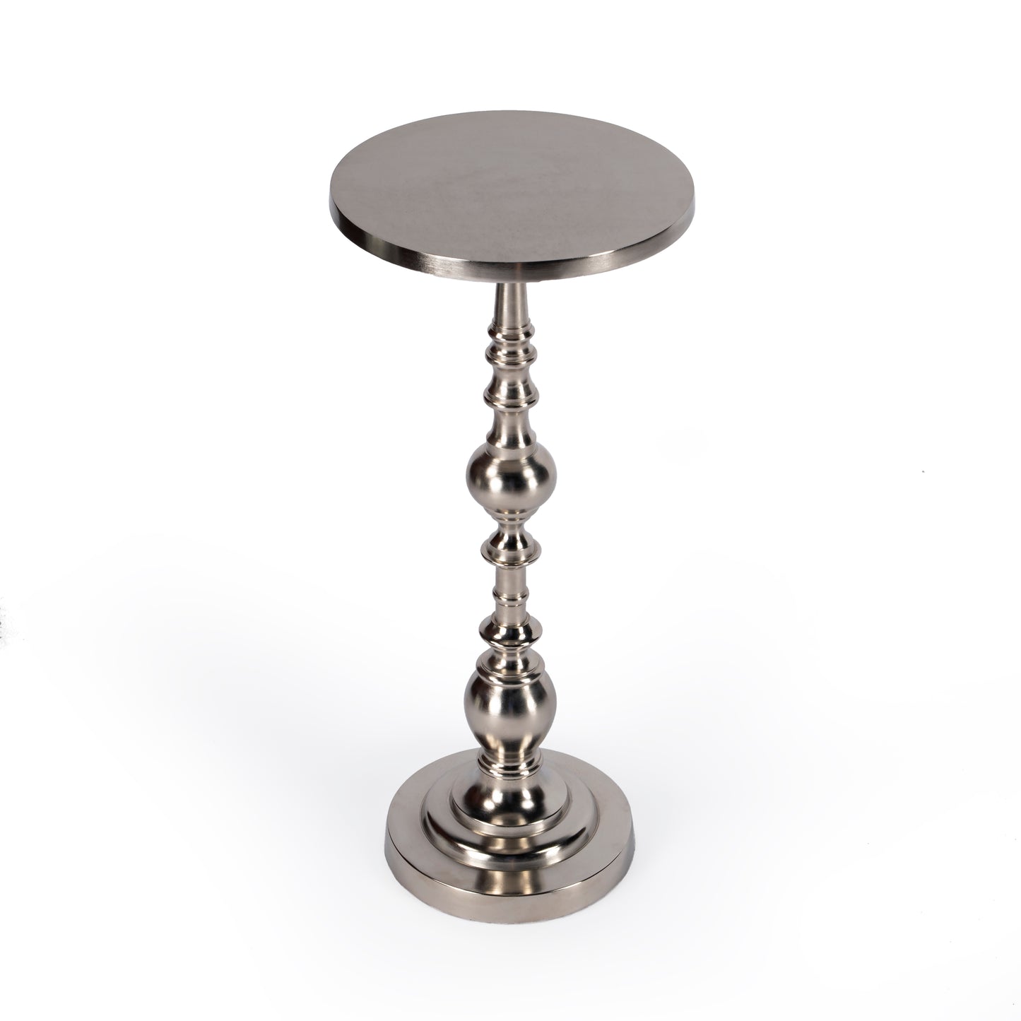 Butler Specialty Company Darien 10 in. W Round Pedestal Side Table, Silver