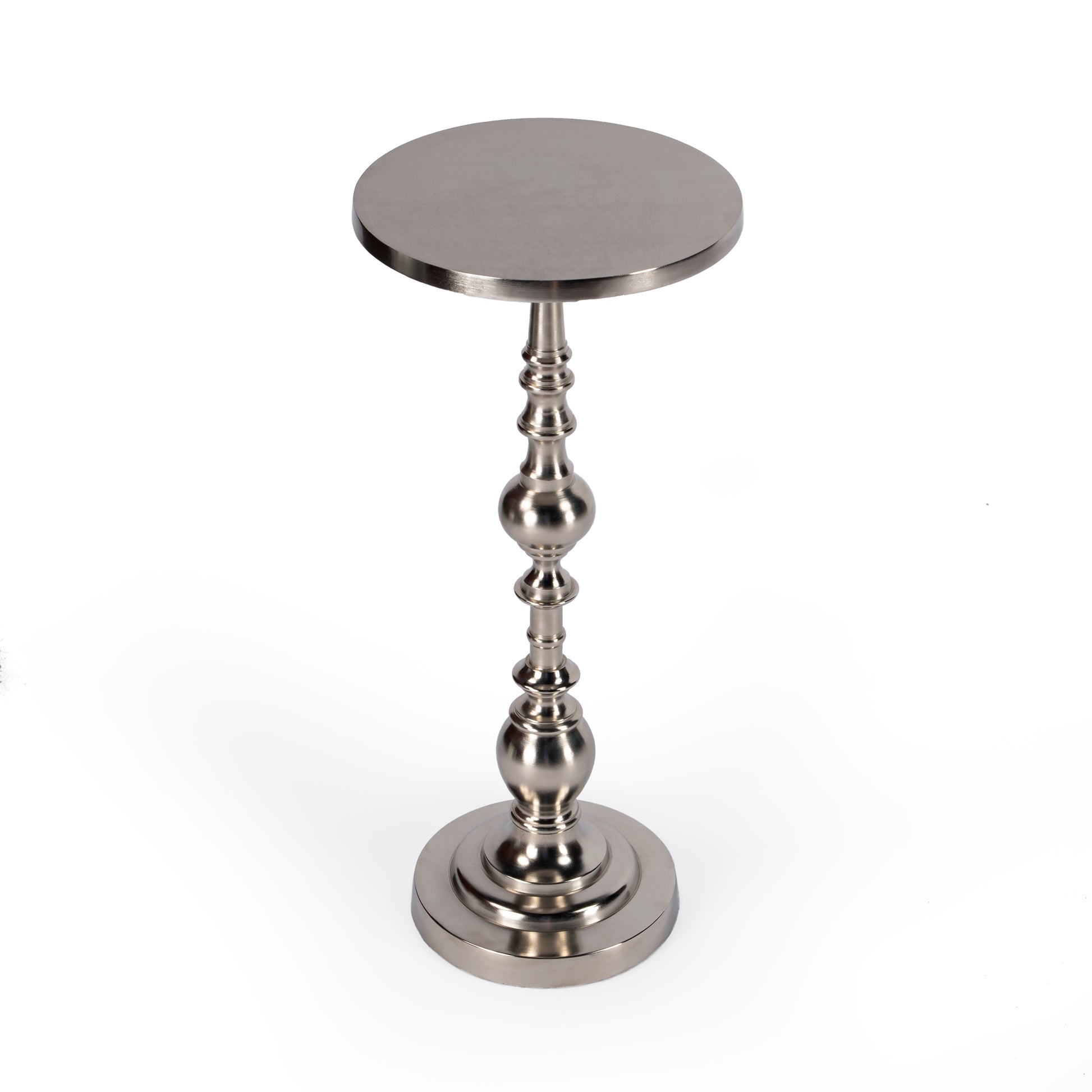 Butler Specialty Company Darien 10 in. W Round Pedestal Side Table, Silver