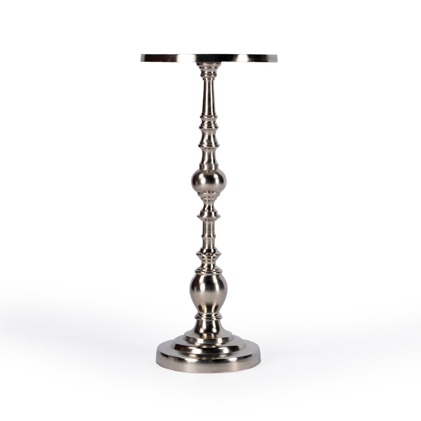 Butler Specialty Company Darien 10 in. W Round Pedestal Side Table, Silver