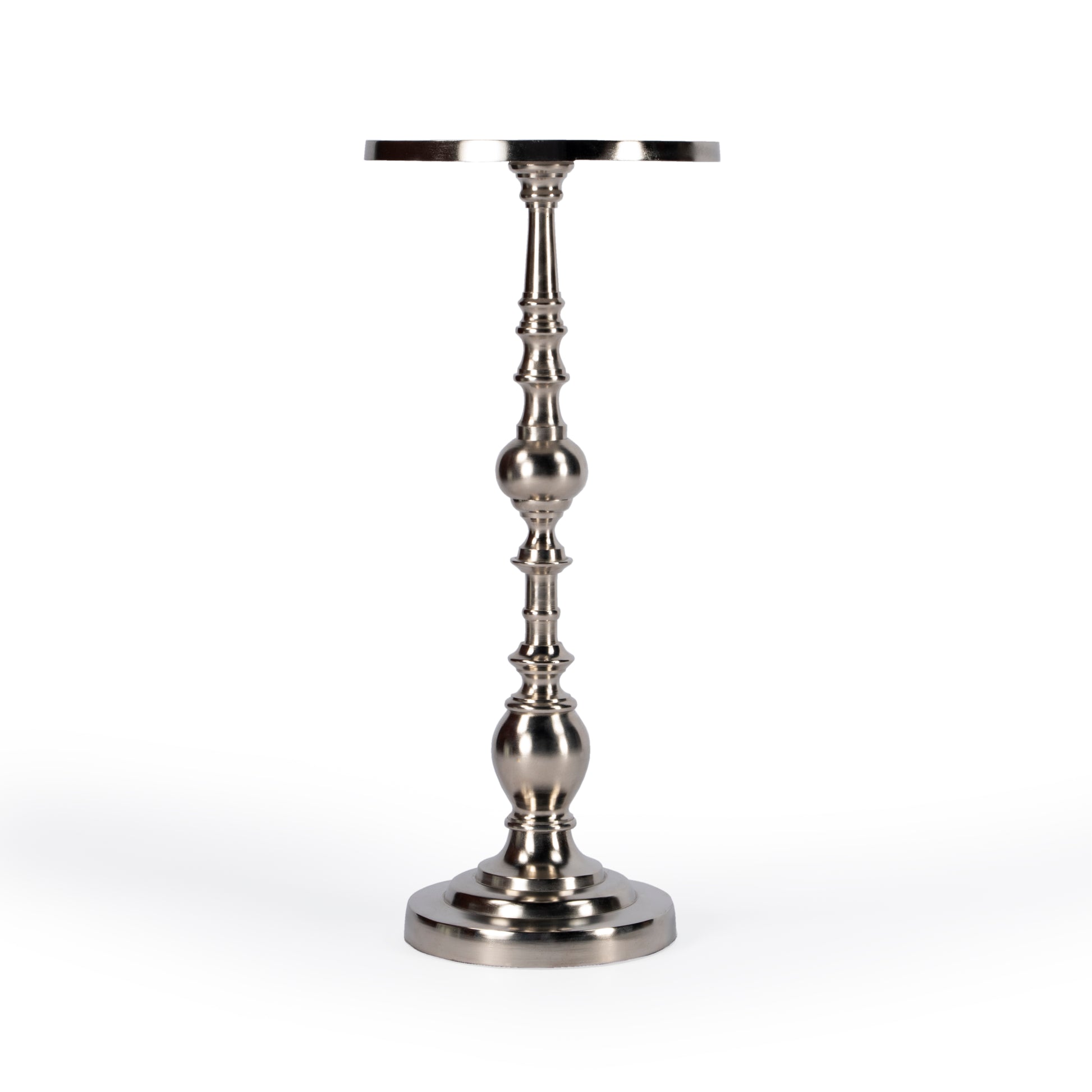 Butler Specialty Company Darien 10 in. W Round Pedestal Side Table, Silver