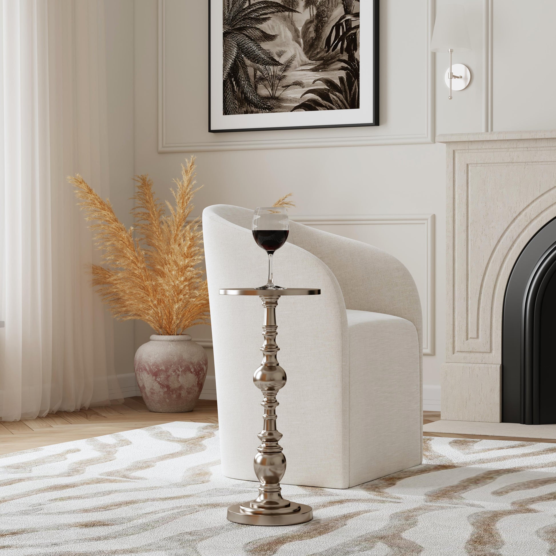 Butler Specialty Company Darien 10 in. W Round Pedestal Side Table, Silver