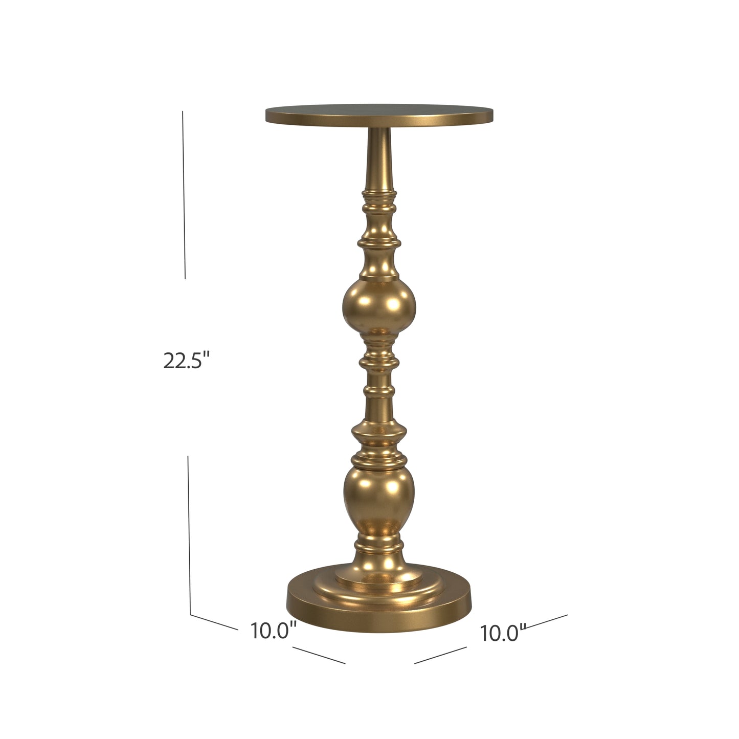 Butler Specialty Company Darien 10 in. W Round Pedestal Side Table, Gold