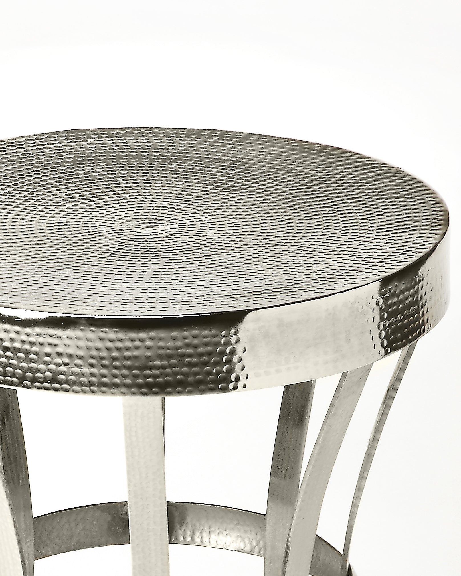 Butler Specialty Company Broussard 16 in. W Round Metal Industrial Chic Hourglass Shaped Side Table, Silver