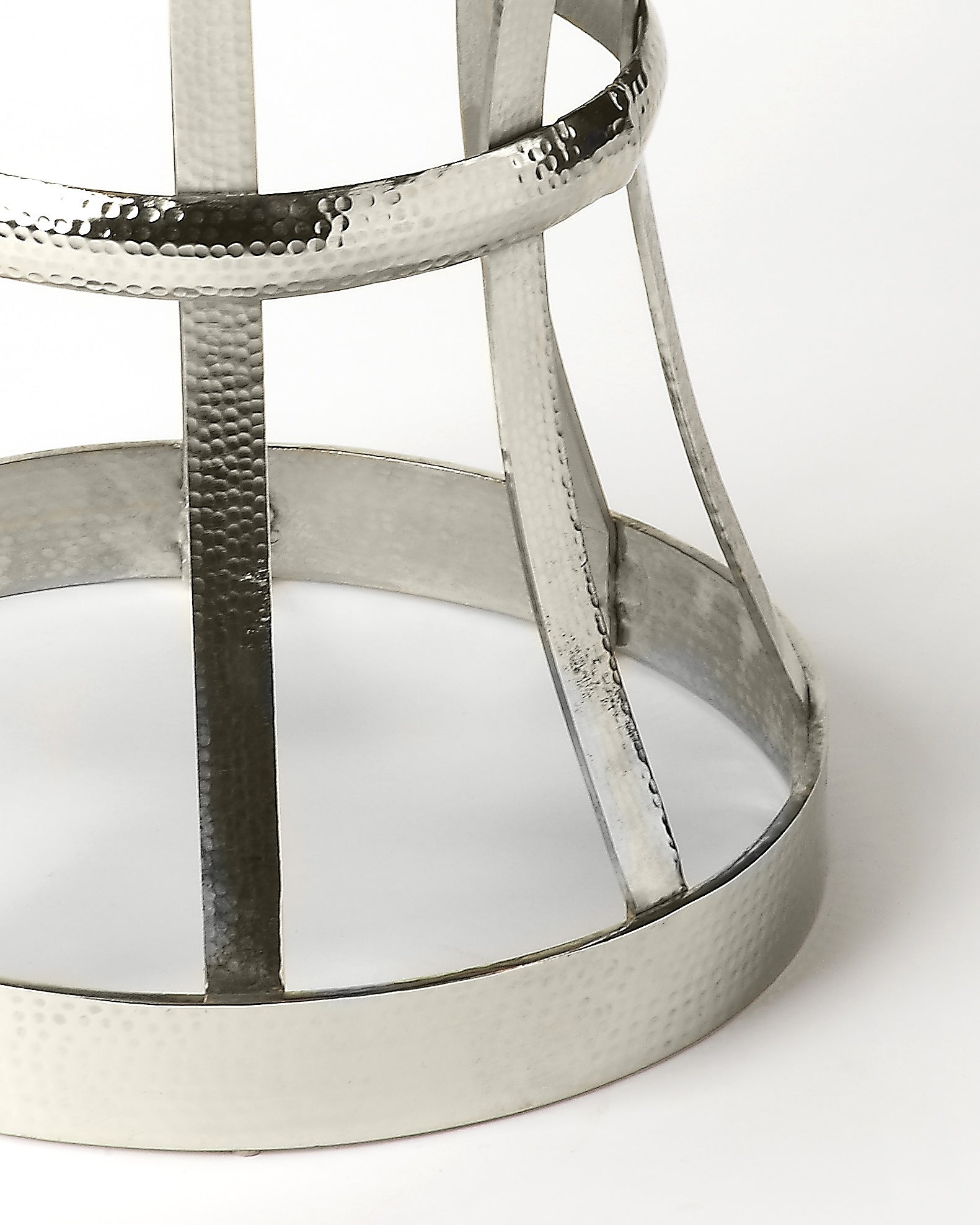 Butler Specialty Company Broussard 16 in. W Round Metal Industrial Chic Hourglass Shaped Side Table, Silver