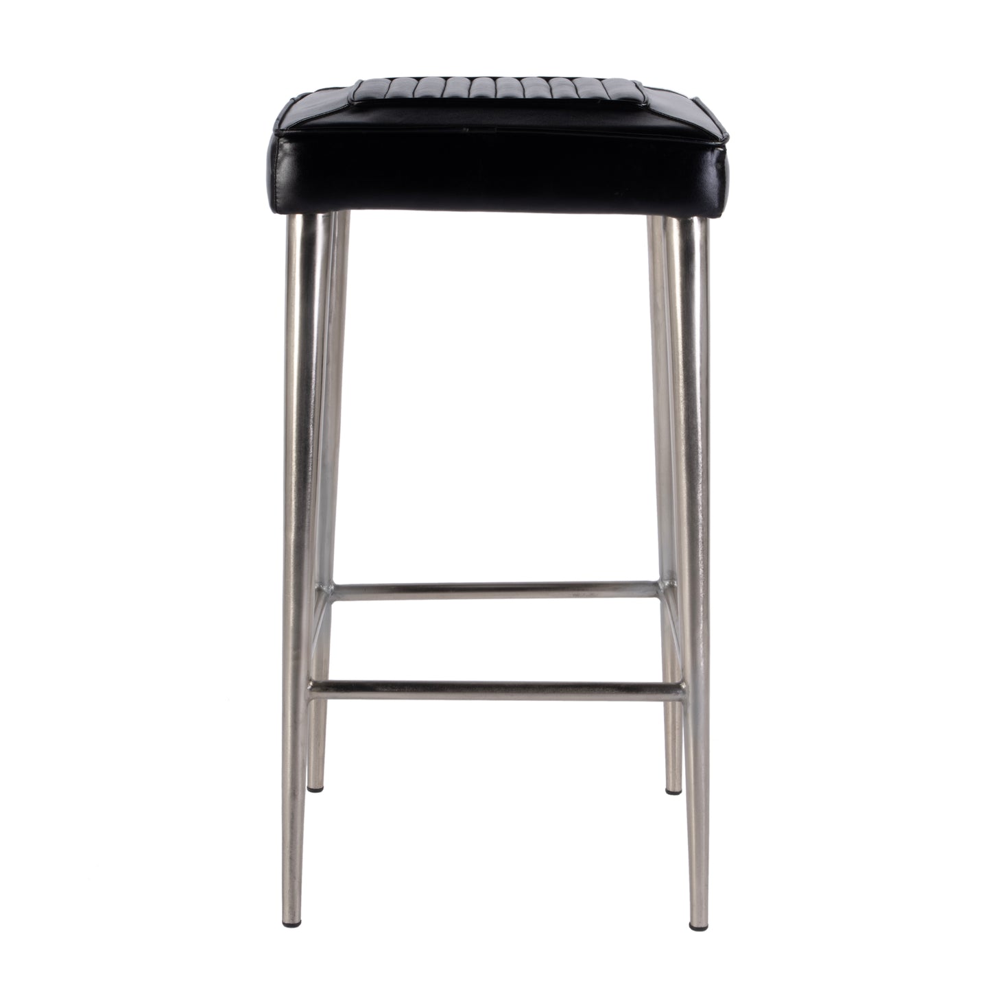 Butler Specialty Company Maxwell 32 in. Seat Height Leather and Metal Square Seat Backless Bar Stool, Black