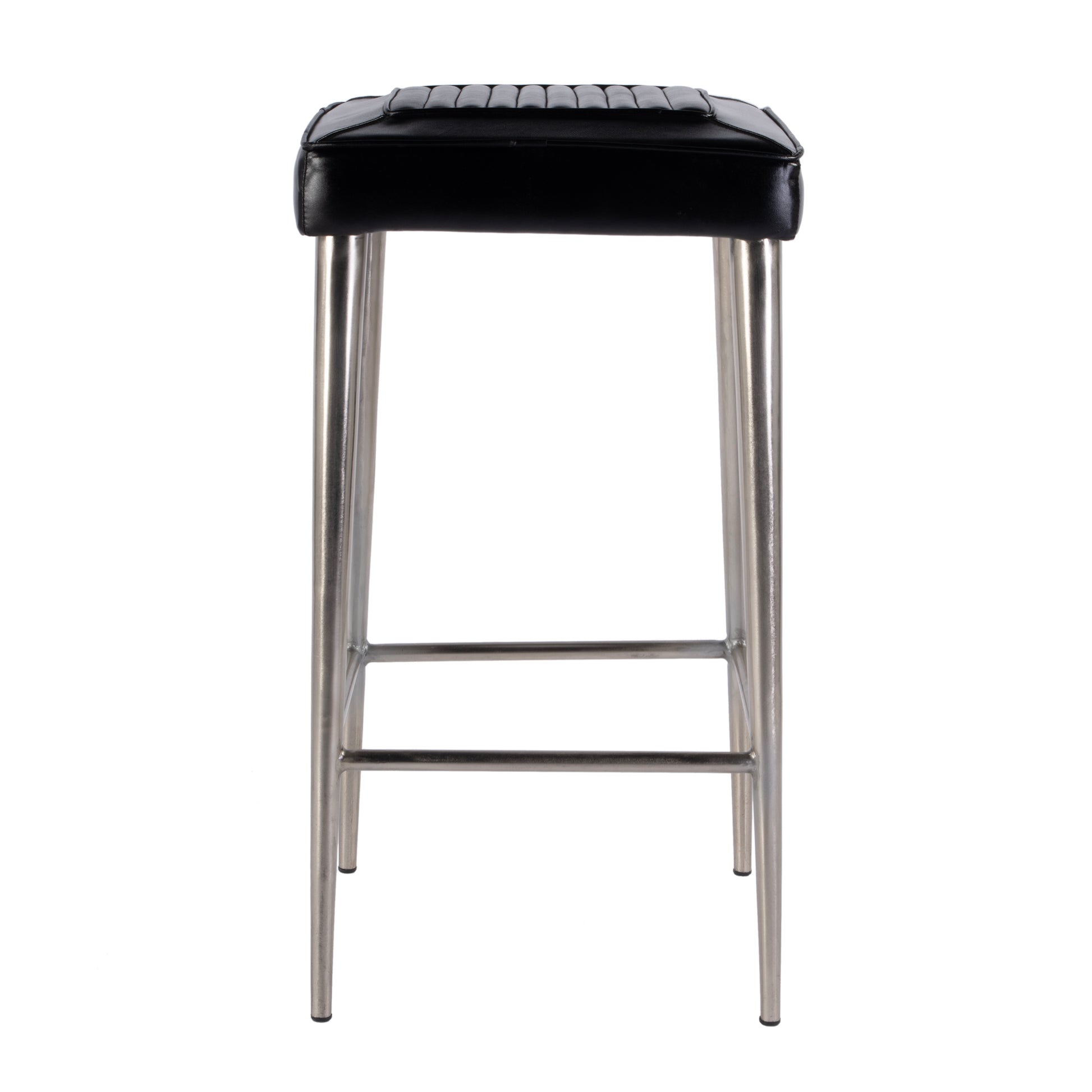 Butler Specialty Company Maxwell 32 in. Seat Height Leather and Metal Square Seat Backless Bar Stool, Black