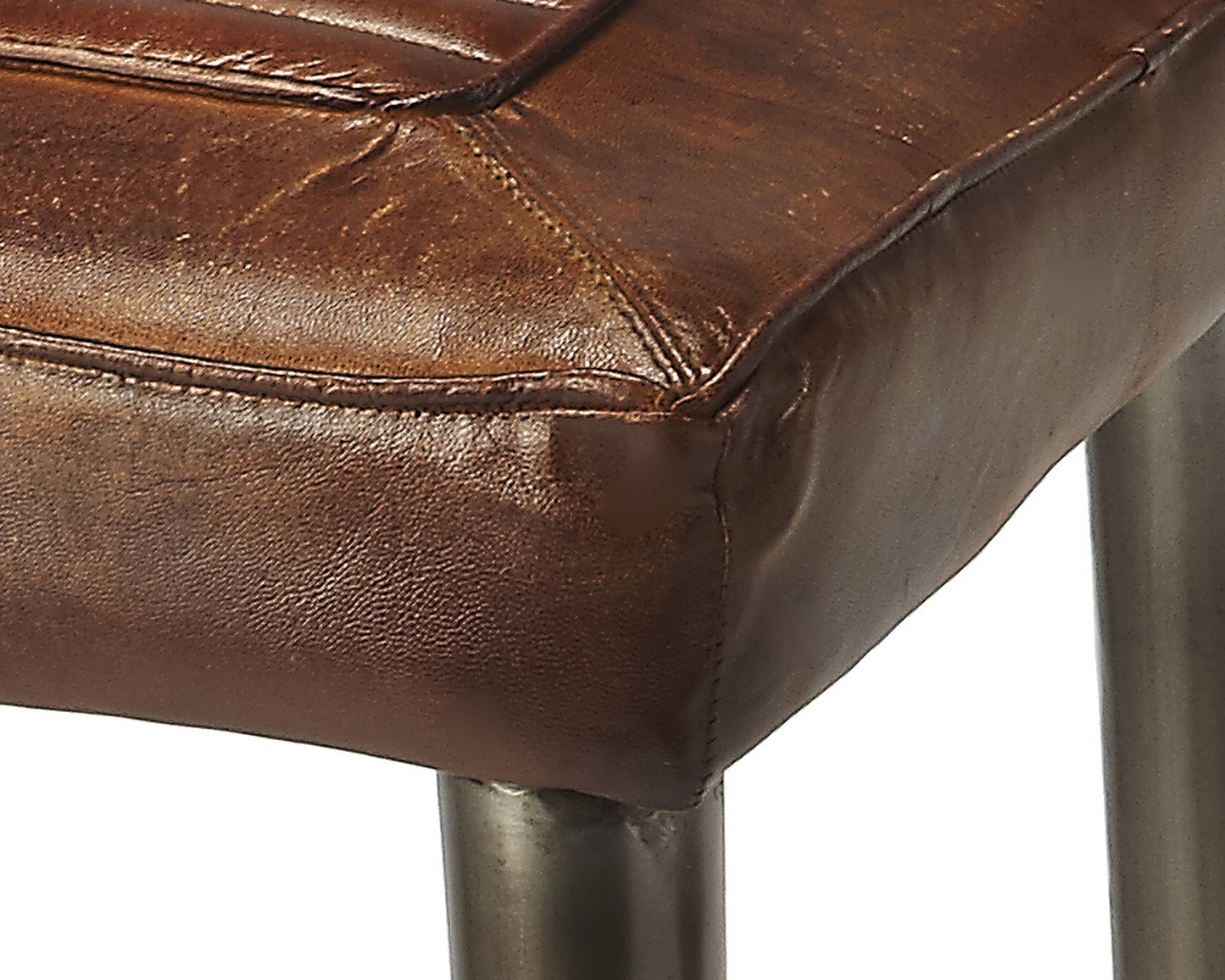 Butler Specialty Company Maxwell 32 in. Seat Height Leather and Metal Square Seat Backless Bar Stool, Dark Brown