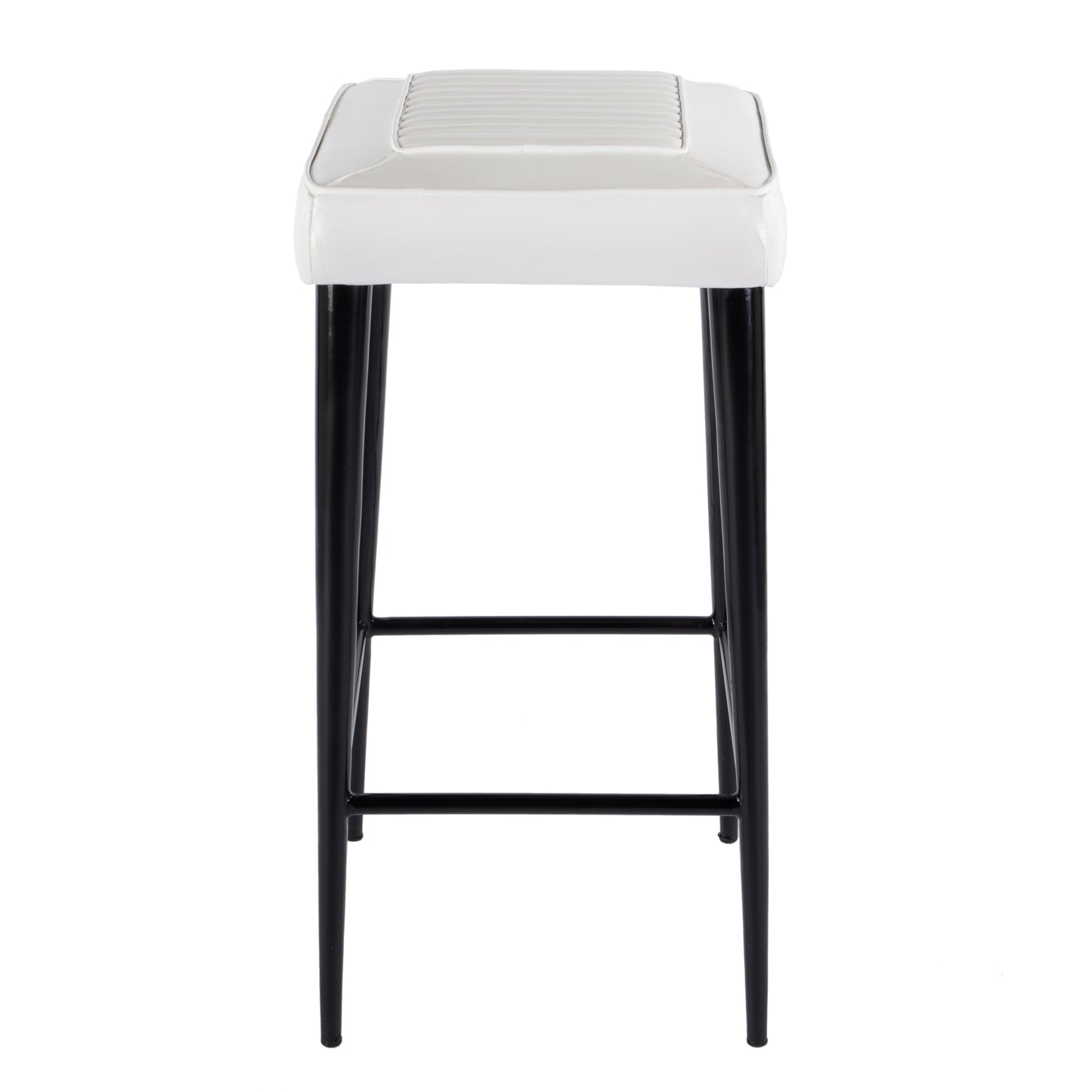Butler Specialty Company Maxwell 32 in. Seat Height Leather and Metal Square Seat Backless Bar Stool, White