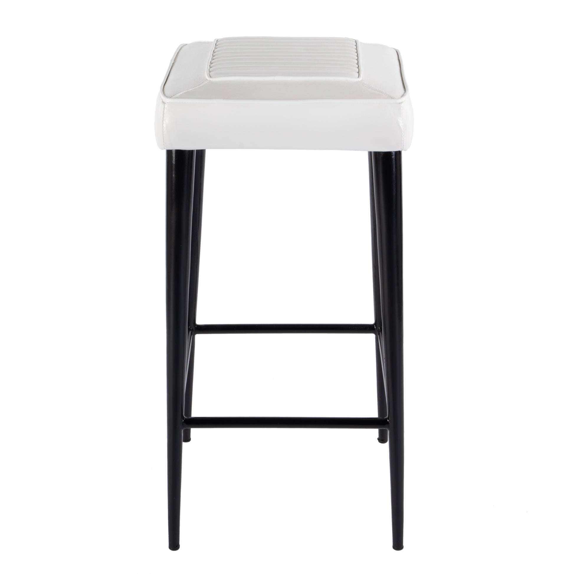Butler Specialty Company Maxwell 32 in. Seat Height Leather and Metal Square Seat Backless Bar Stool, White