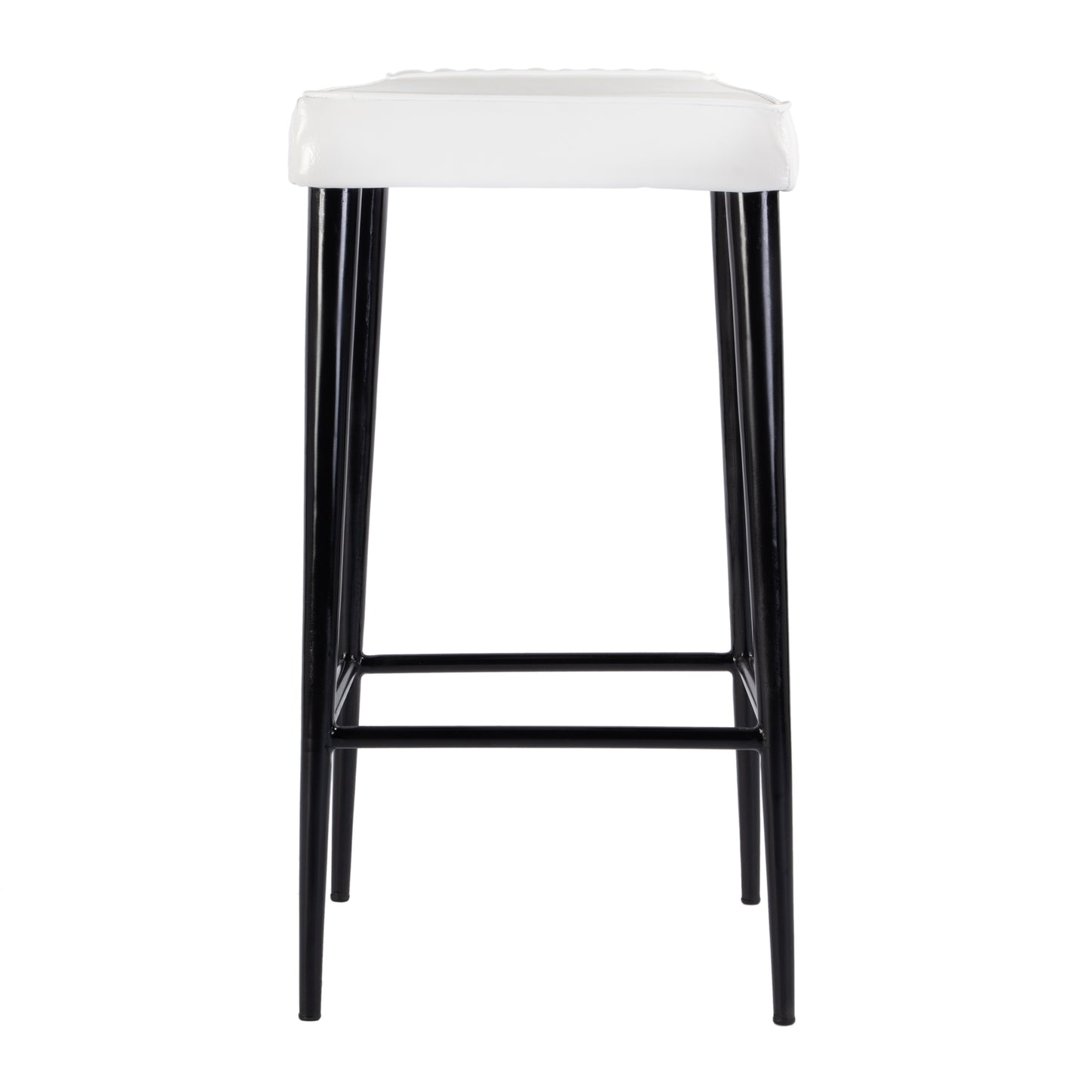 Butler Specialty Company Maxwell 32 in. Seat Height Leather and Metal Square Seat Backless Bar Stool, White