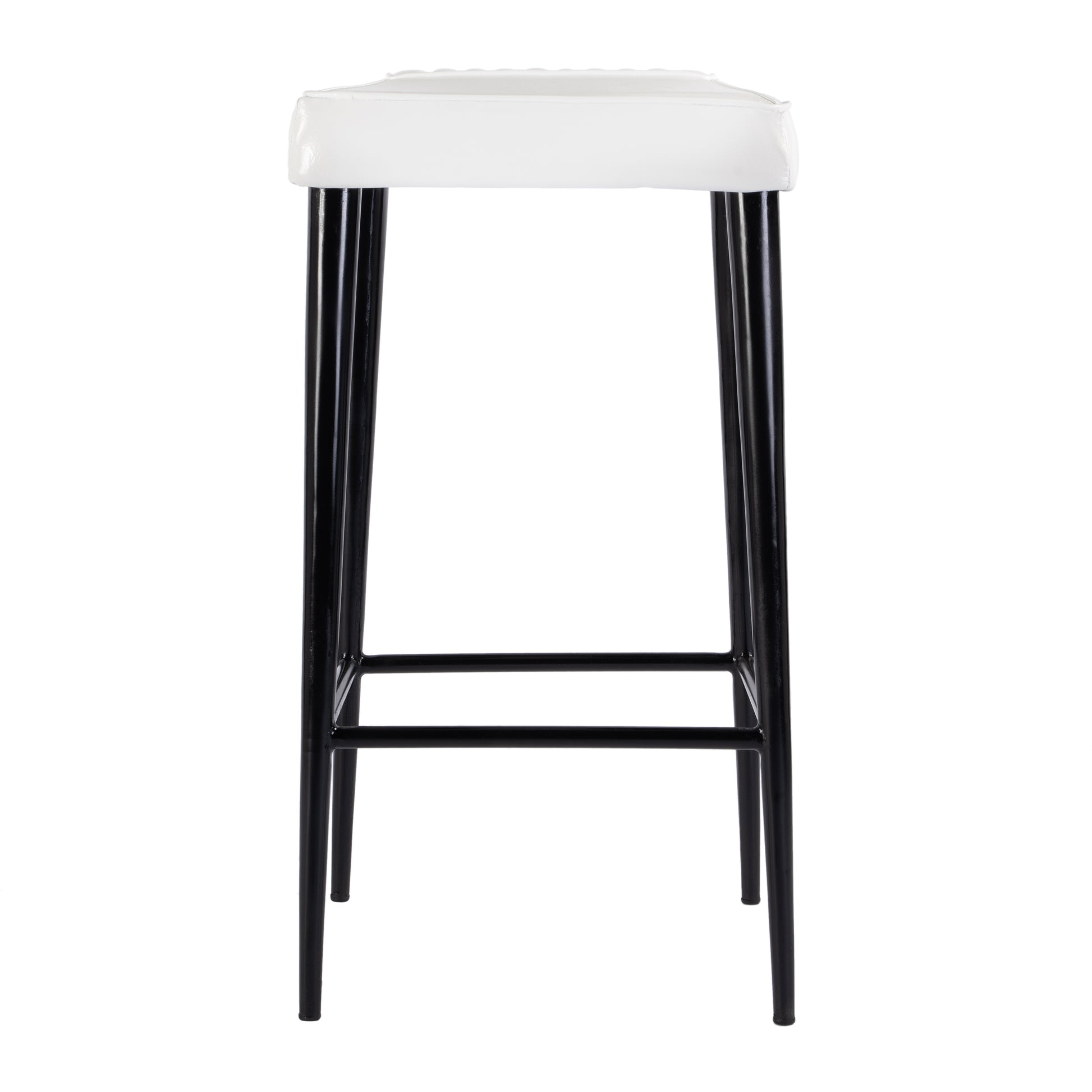 Butler Specialty Company Maxwell 32 in. Seat Height Leather and Metal Square Seat Backless Bar Stool, White
