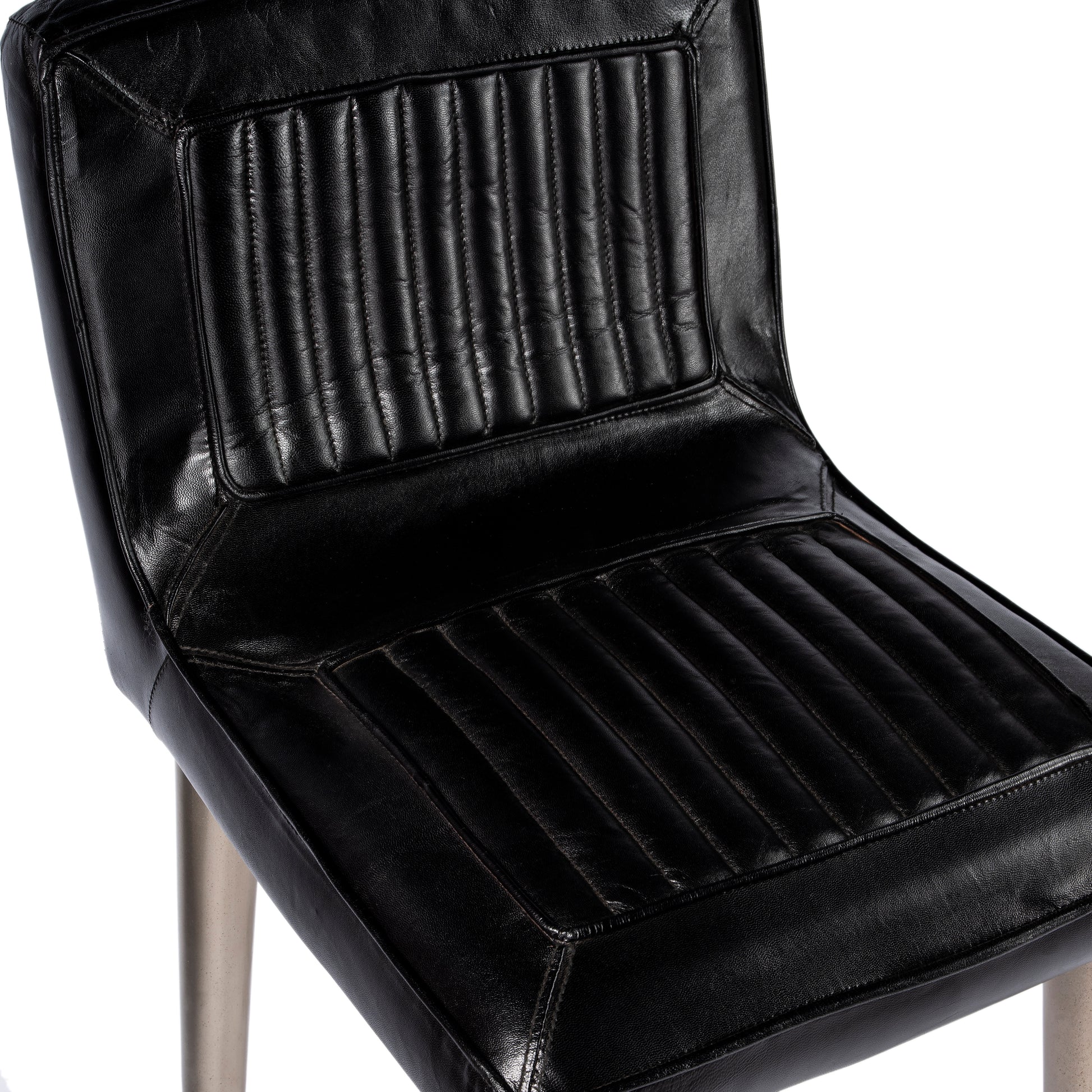 Butler Specialty Company Maxwell 32 in. Seat Height Leather and Iron Bar Height Stool with Back, Black