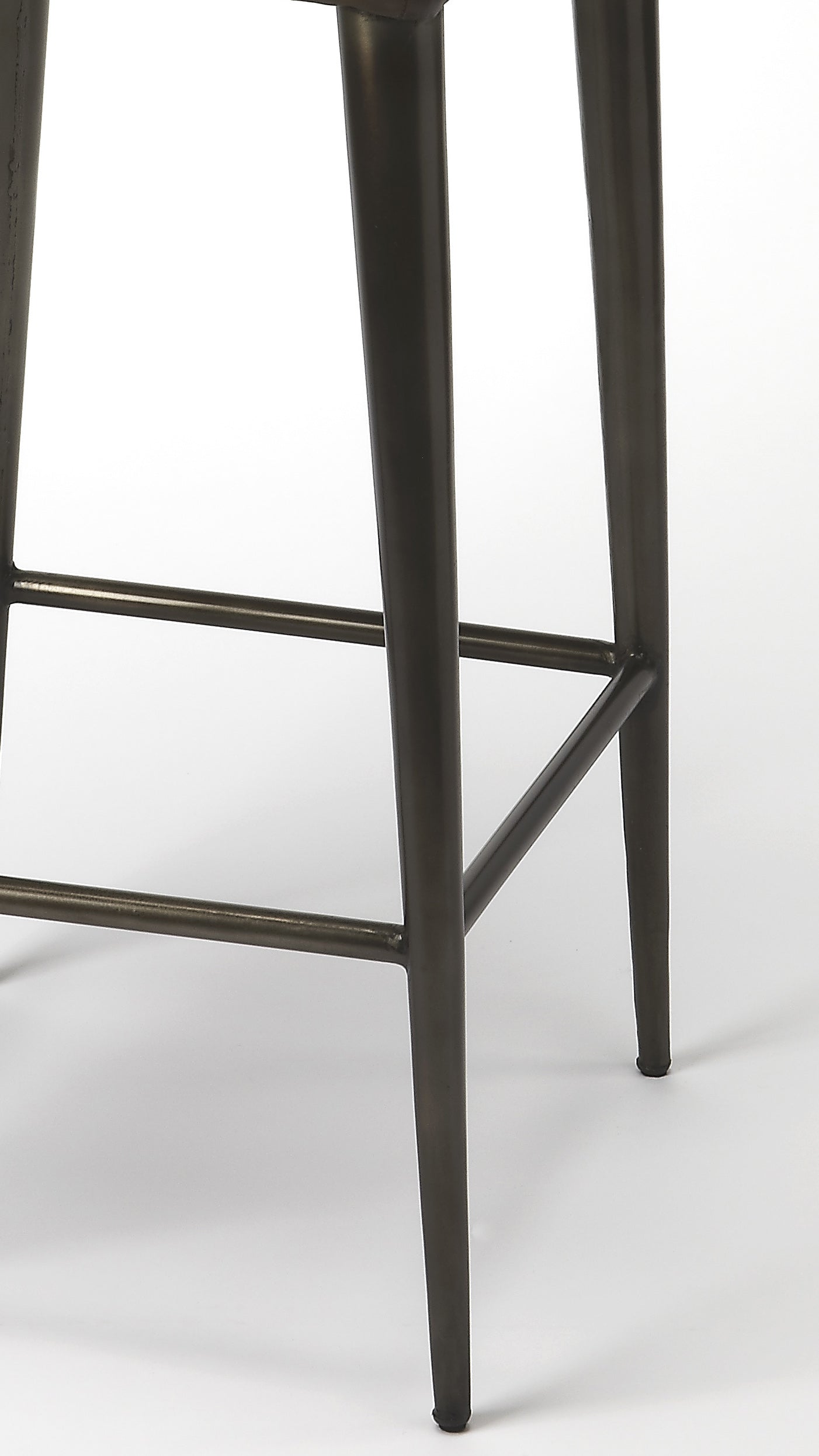 Butler Specialty Company Maxwell 32 in. Seat Height Leather and Iron Bar Height Stool with Back, Dark Brown