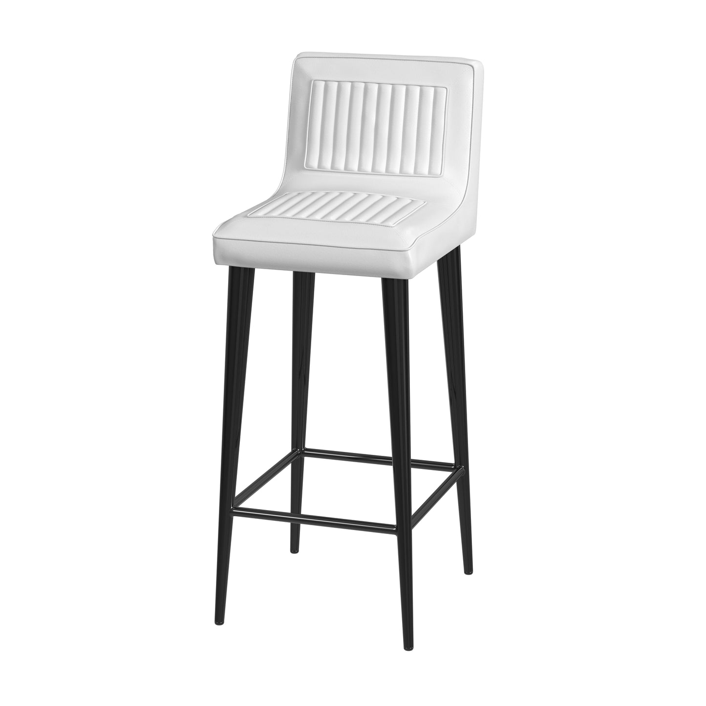 Butler Specialty Company Maxwell 32 in. Seat Height Leather and Iron Bar Height Stool with Back, White