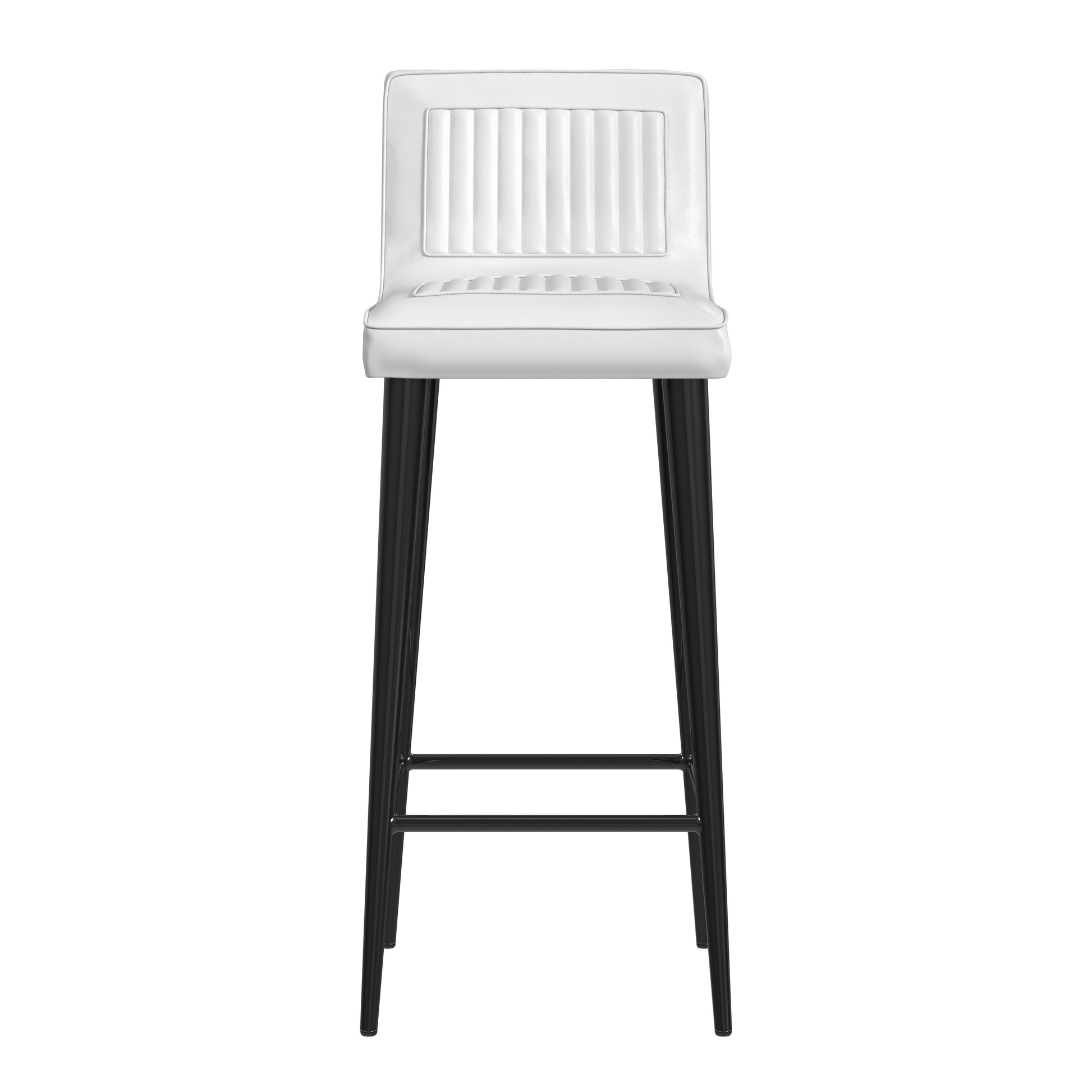 Butler Specialty Company Maxwell 32 in. Seat Height Leather and Iron Bar Height Stool with Back, White