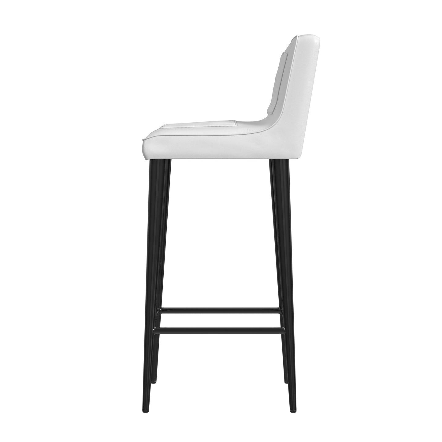Butler Specialty Company Maxwell 32 in. Seat Height Leather and Iron Bar Height Stool with Back, White