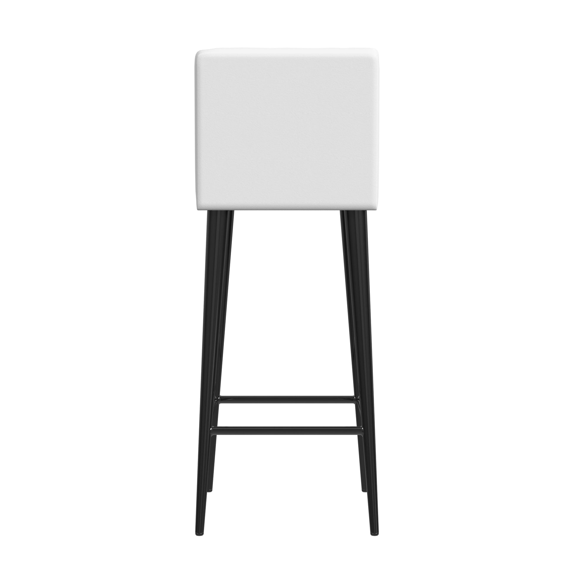 Butler Specialty Company Maxwell 32 in. Seat Height Leather and Iron Bar Height Stool with Back, White