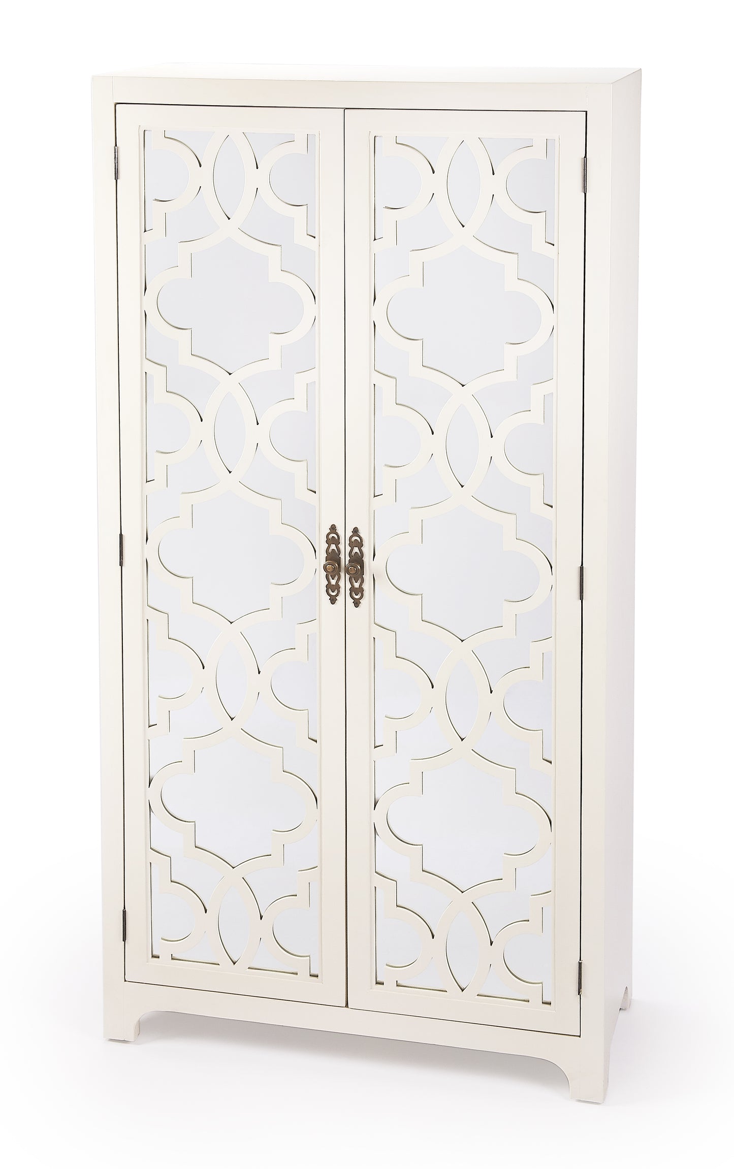 Butler Specialty Company Morjanna 36 in. W x 76.5 in. H Wood and Mirrored Door Tall Armoire, White