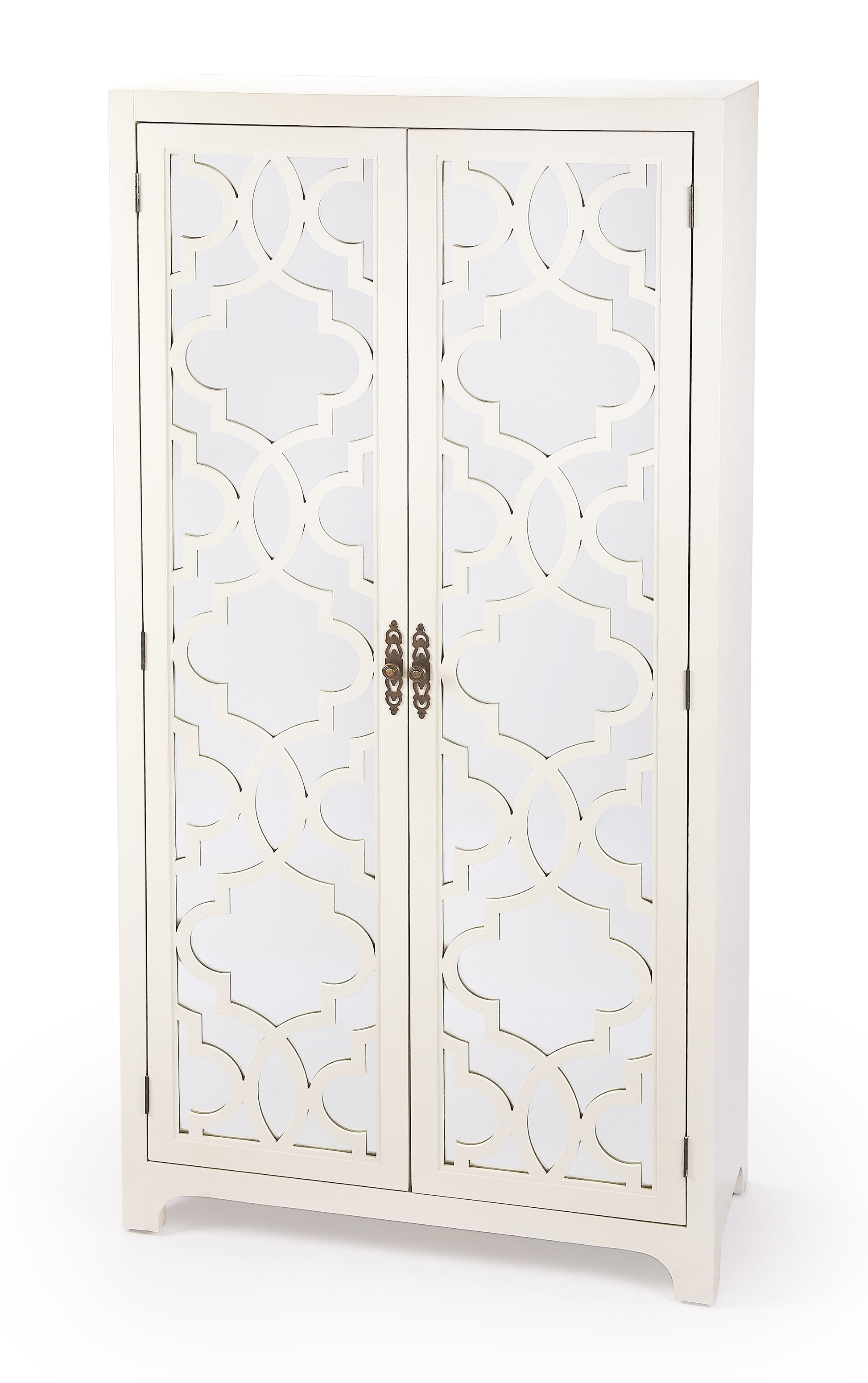 Butler Specialty Company Morjanna 36 in. W x 76.5 in. H Wood and Mirrored Door Tall Armoire, White