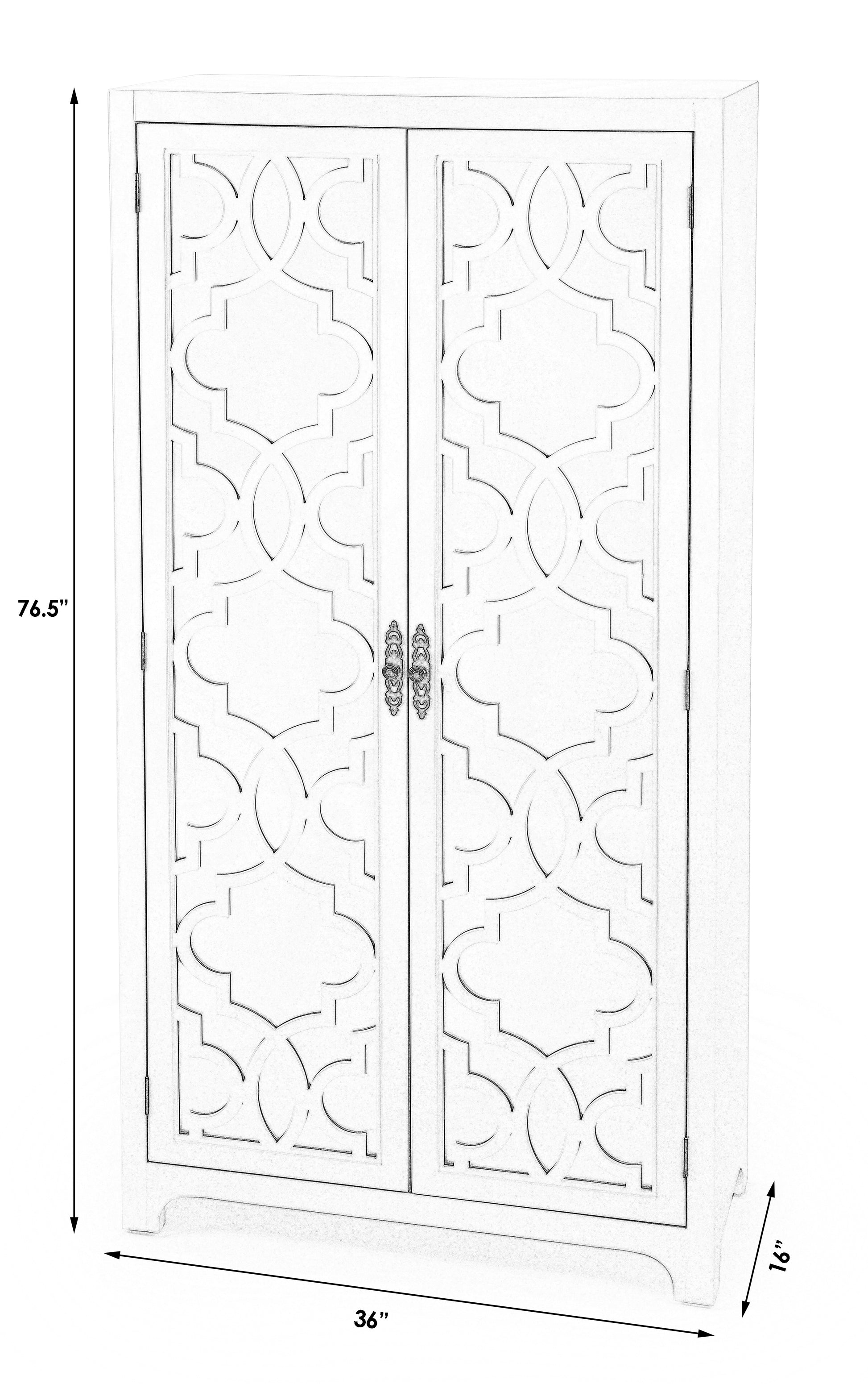 Butler Specialty Company Morjanna 36 in. W x 76.5 in. H Wood and Mirrored Door Tall Armoire, White