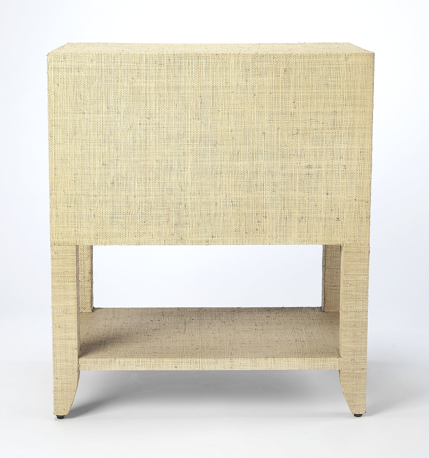 Butler Specialty Company Amelle 24 in. W Rectangular Raffia 2 Drawer Nightstand with Lower Open Shelf, Cream, Yellow