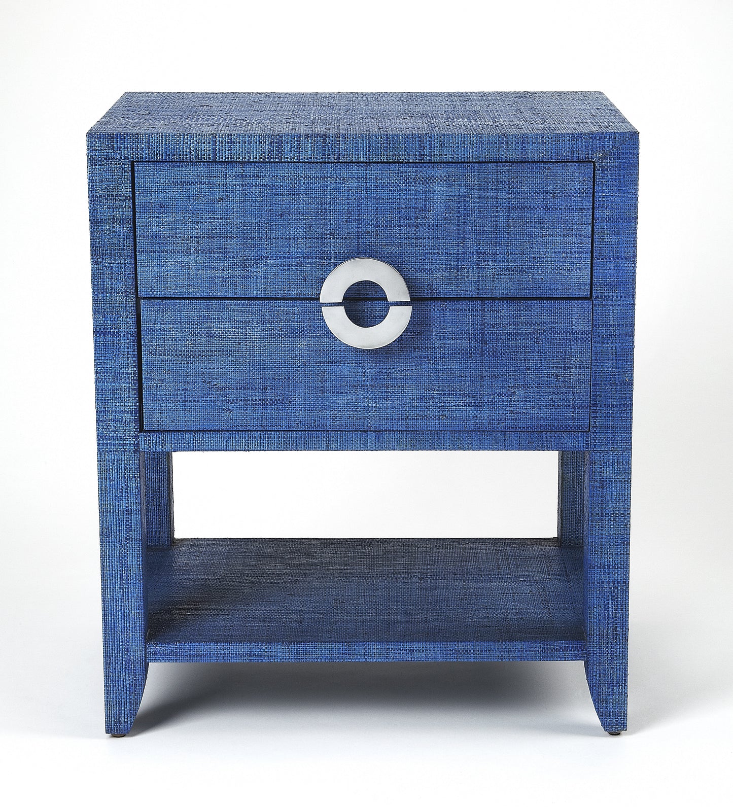 Butler Specialty Company Amelle 24 in. W Rectangular Raffia 2 Drawer Nightstand with Lower Open Shelf, Blue