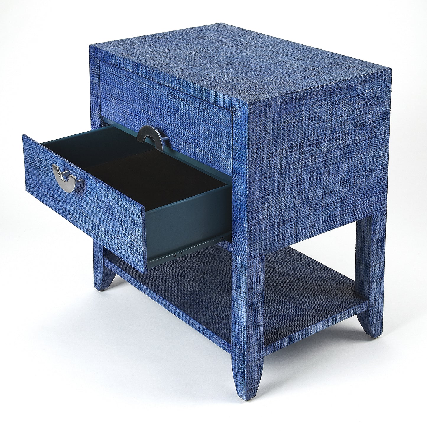 Butler Specialty Company Amelle 24 in. W Rectangular Raffia 2 Drawer Nightstand with Lower Open Shelf, Blue