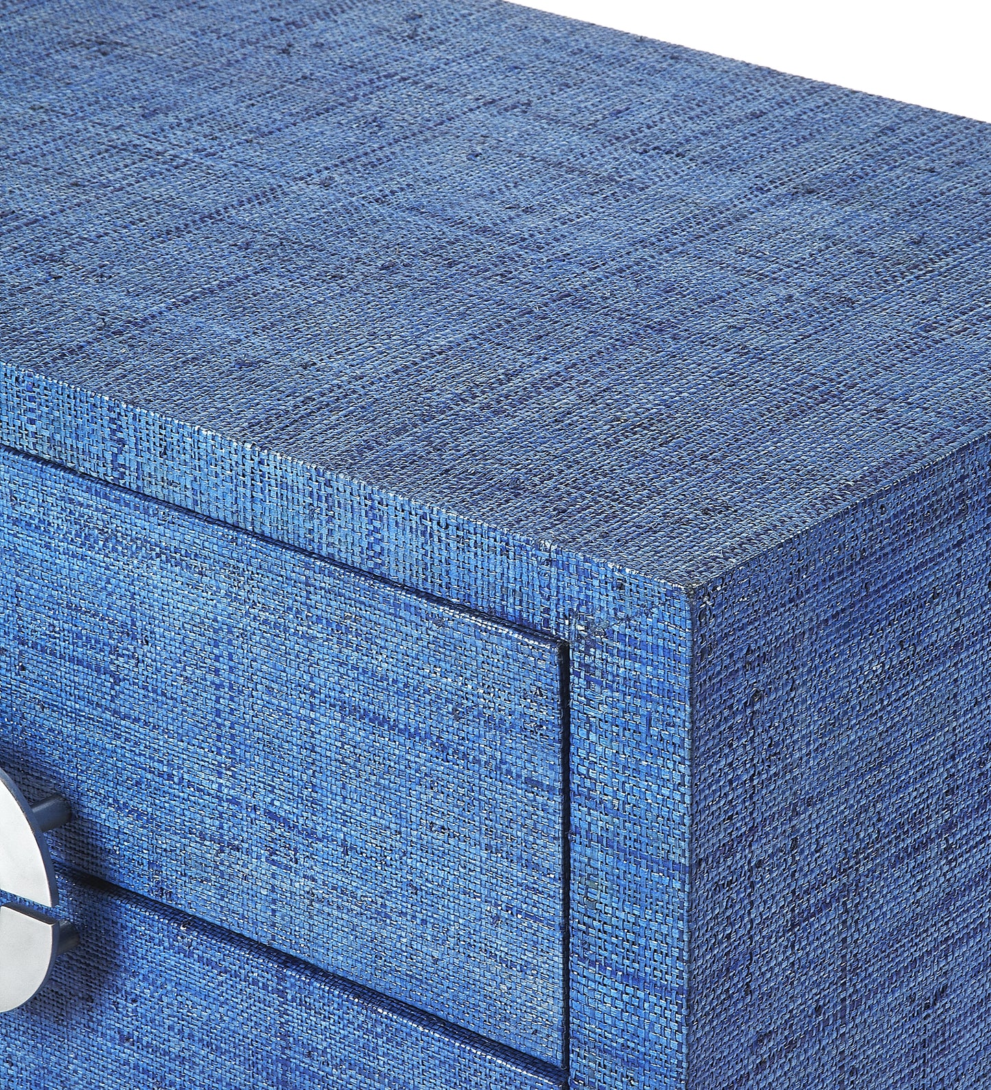 Butler Specialty Company Amelle 24 in. W Rectangular Raffia 2 Drawer Nightstand with Lower Open Shelf, Blue