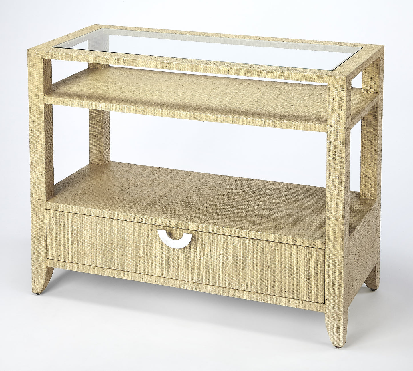Amelle Raffia Console Table in Cream,Yellow 4358349