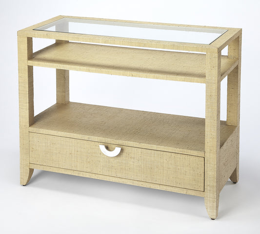 Amelle Raffia Console Table in Cream,Yellow  4358349