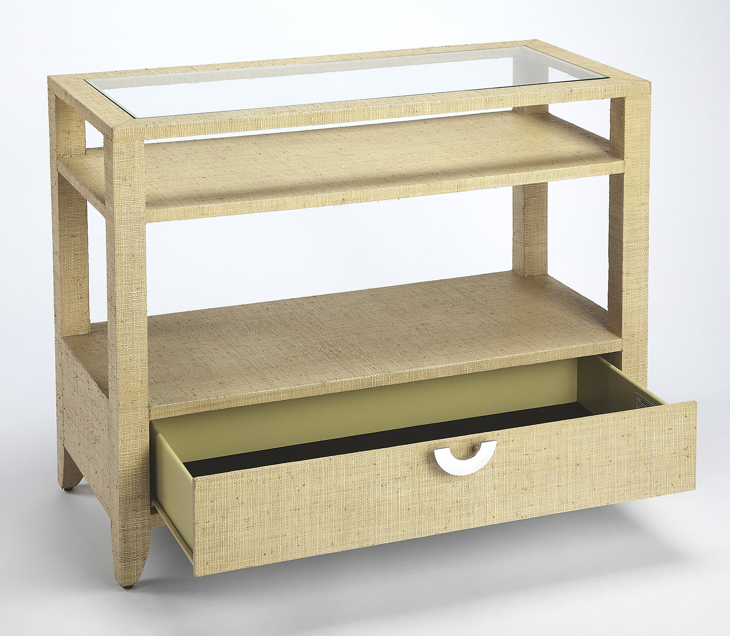Amelle Raffia Console Table in Cream,Yellow 4358349