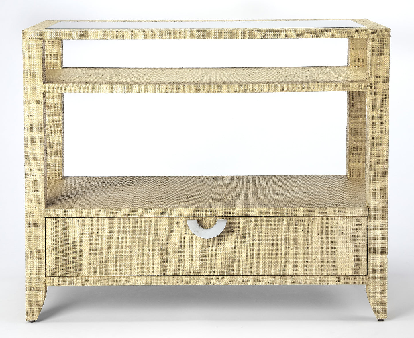 Amelle Raffia Console Table in Cream,Yellow 4358349