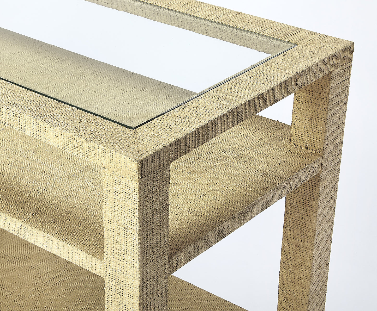 Amelle Raffia Console Table in Cream,Yellow 4358349