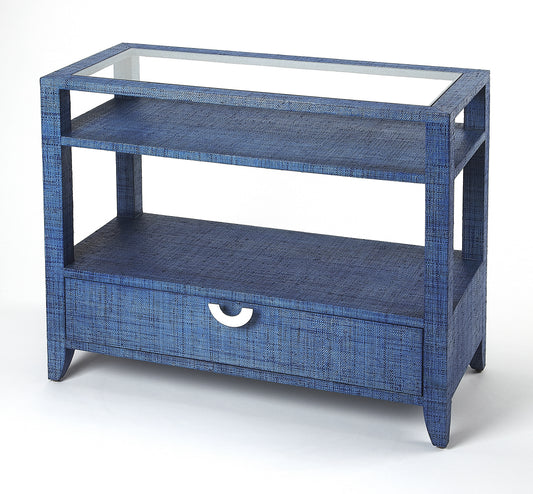 Amelle Raffia Console Table in Blue  4358361