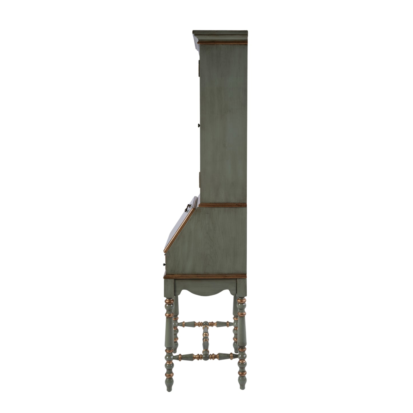 Butler Specialty Company Newlark 20 in. W Rectangular Wood and Glass Traditional 2 Drawer 1 Door Secretary, Pastel Green
