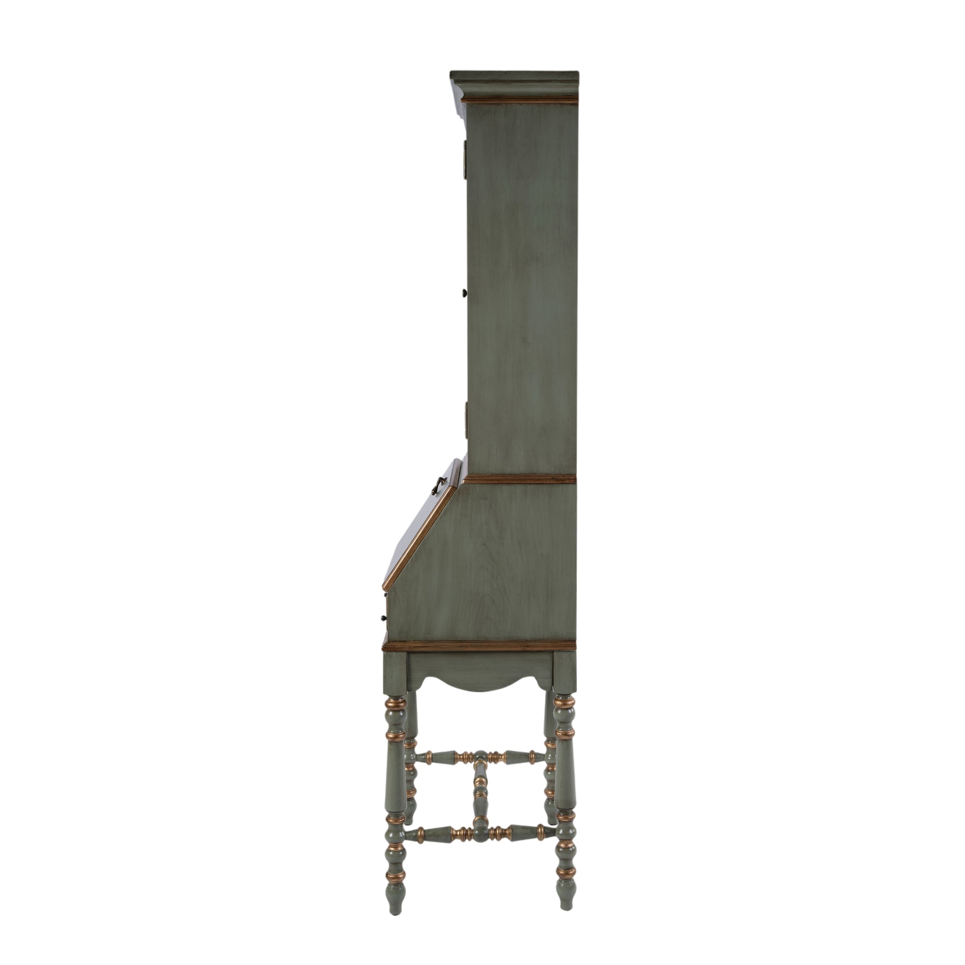 Butler Specialty Company Newlark 20 in. W Rectangular Wood and Glass Traditional 2 Drawer 1 Door Secretary, Pastel Green