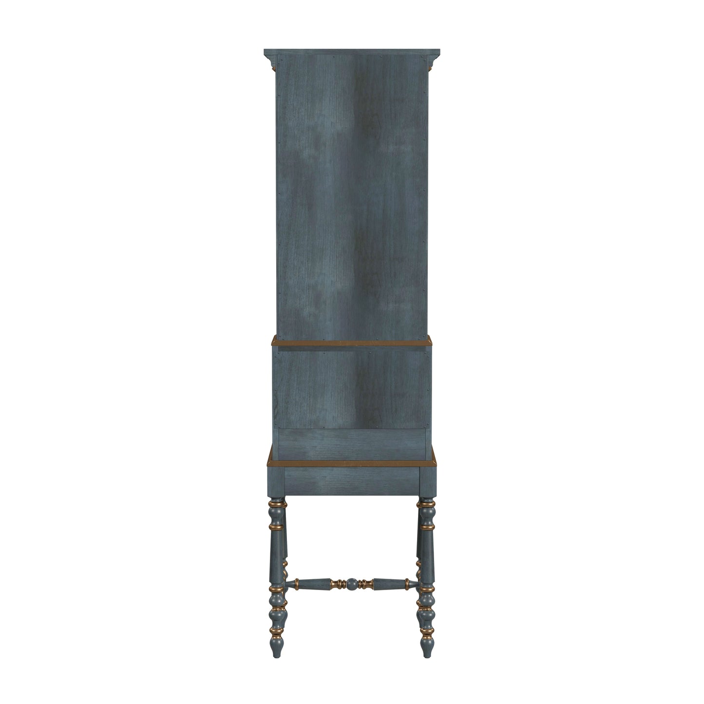 Butler Specialty Company Newlark 20 in. W Rectangular Wood and Glass Traditional 2 Drawer 1 Door Secretary, Pastel Blue