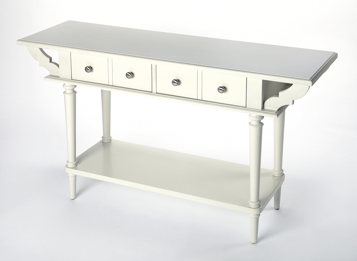 Butler Specialty Company Talia 54 in. W Rectangular Wood 2 Drawer Console Table with Lower Open Shelf, White