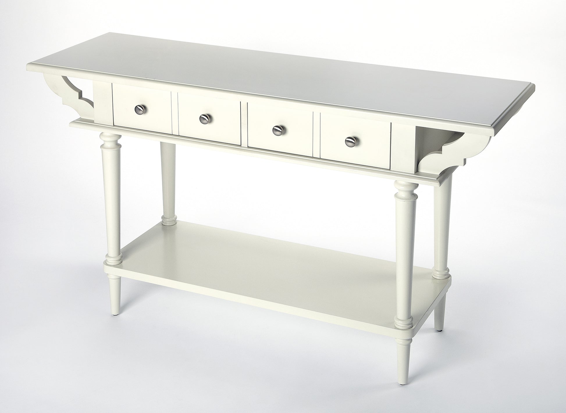 Butler Specialty Company Talia 54 in. W Rectangular Wood 2 Drawer Console Table with Lower Open Shelf, White