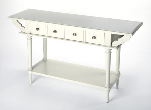Butler Specialty Company Talia 54 in. W Rectangular Wood 2 Drawer Console Table with Lower Open Shelf, White
