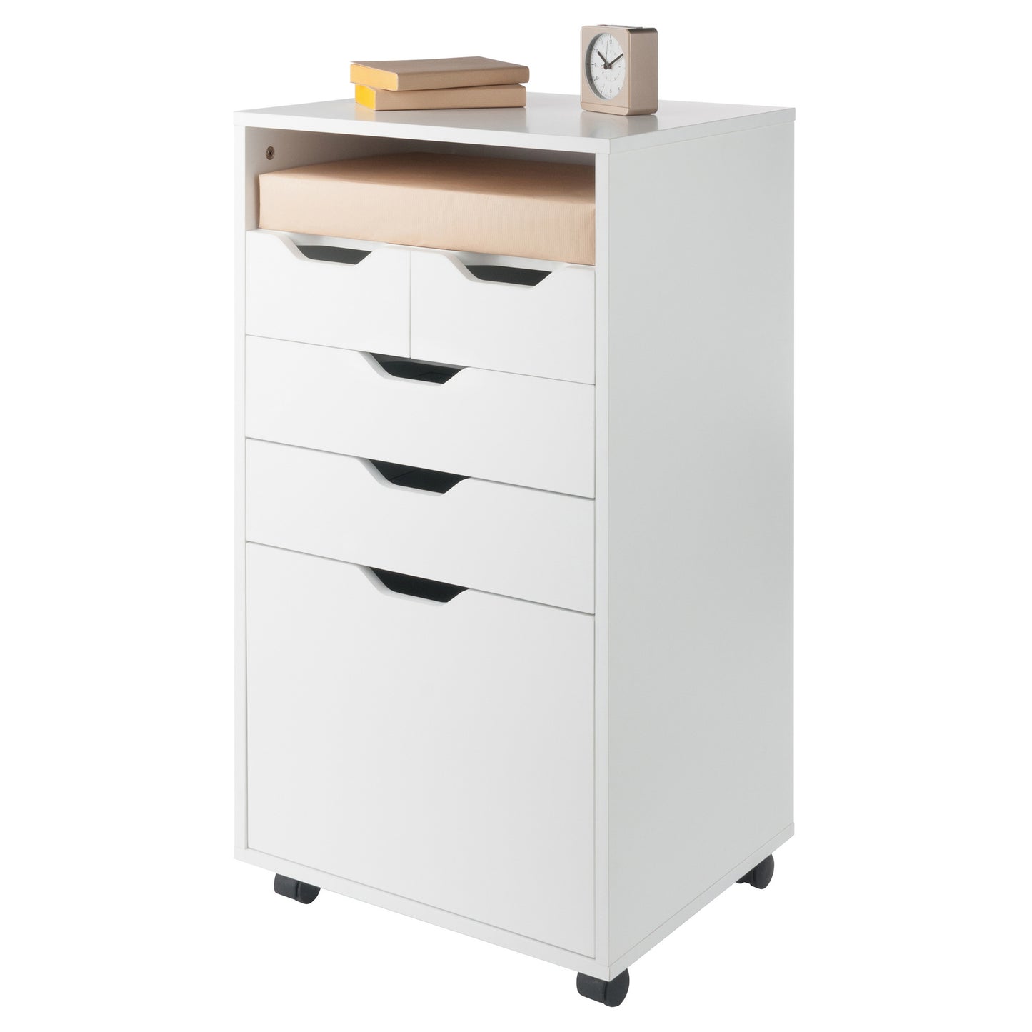 Halifax Bins & Drawers Multi-Storage Tall Mobile Cabinet, White