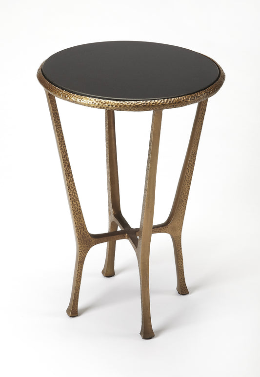 Butler Specialty Company Flavio 16 in. W Round Metal and Stone Side Table, Multi-Color