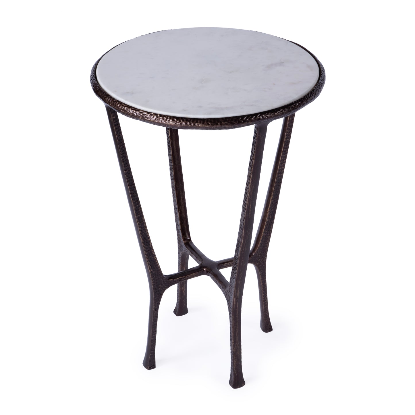 Butler Specialty Company Lania Outdoor 16 in. W Round Metal and Marble Side Table, Bronze