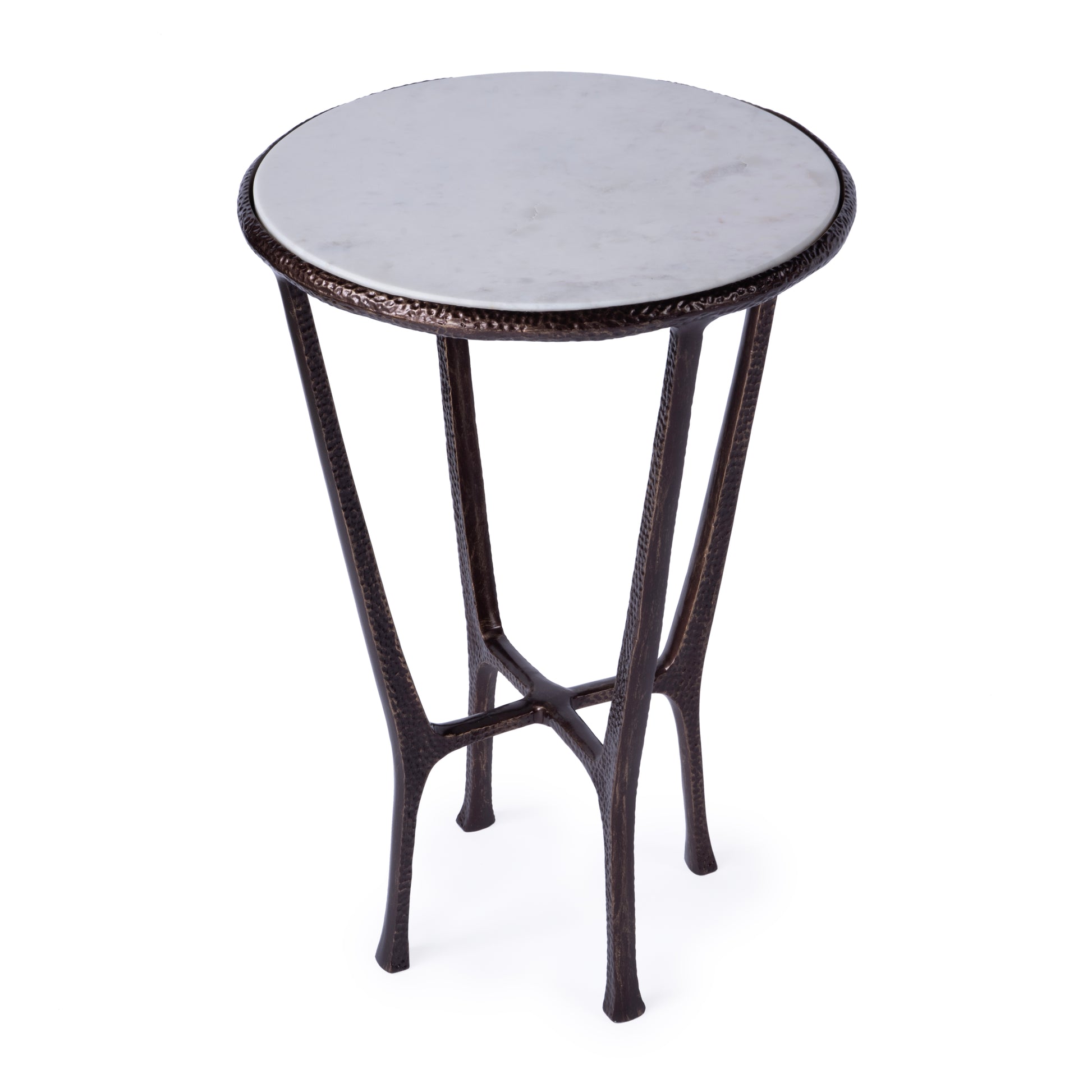 Butler Specialty Company Lania Outdoor 16 in. W Round Metal and Marble Side Table, Bronze