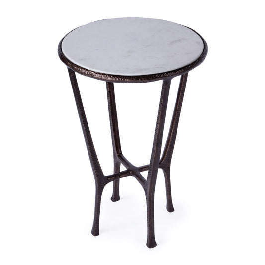 Butler Specialty Company Lania Outdoor 16 in. W Round Metal and Marble Side Table, Bronze